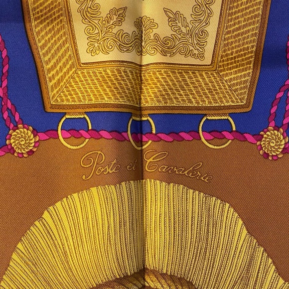 HERMÈS Poste et Cavalerie Silk Twill Scarf, 90, 1986, EUC - Picture 6 of 10